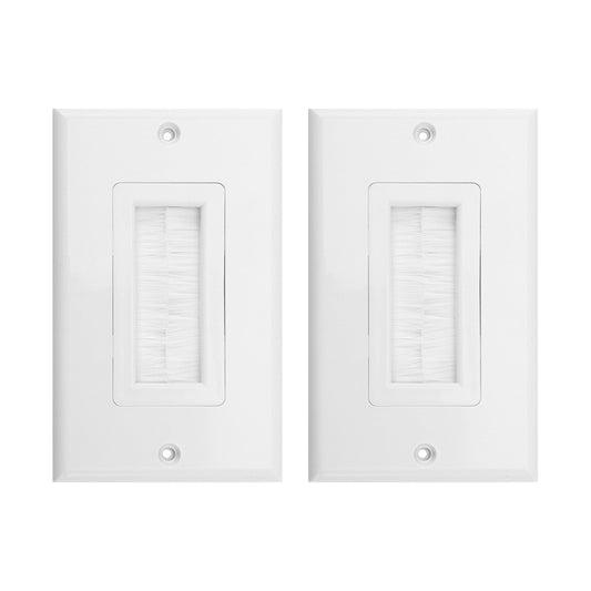 Single Gang Brush Style Opening Passthrough Low Voltage Insert Cable Wallplate