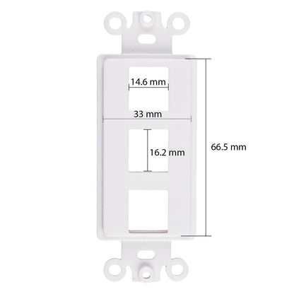 Decorator 3 Port Keystone Insert, 1-Gang Rocker Wall Plate Insert
