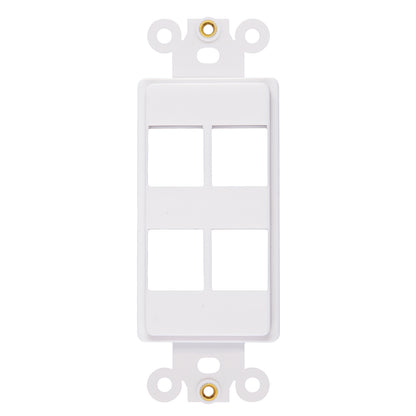 Decorator 4 Port Keystone Insert with Nut, 1-Gang Rocker Wall Plate Insert