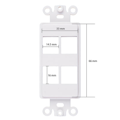 Decorator 4 Port Keystone Insert, 1-Gang Rocker Wall Plate Insert