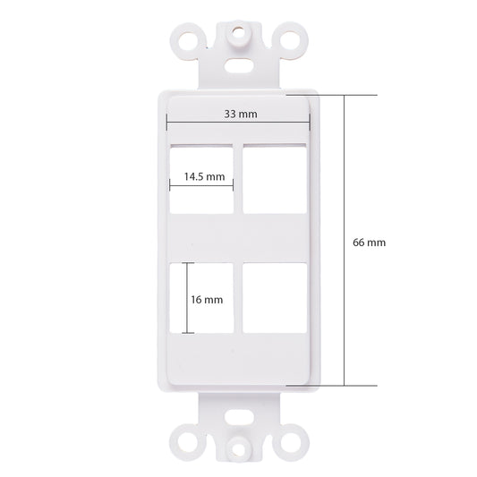 Decorator 4 Port Keystone Insert, 1-Gang Rocker Wall Plate Insert