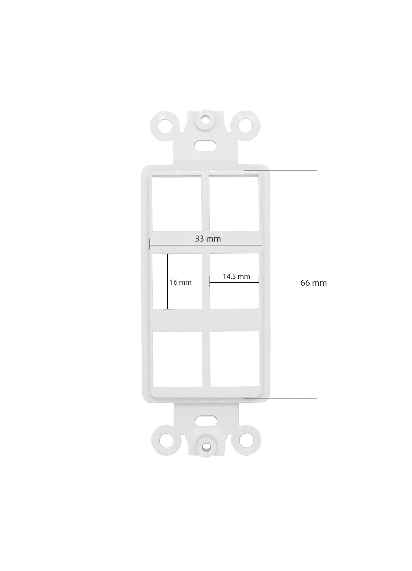 Decorator 6 Port Keystone Insert, 1-Gang Rocker Wall Plate Insert