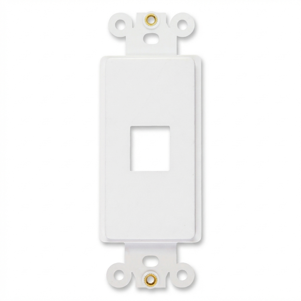 Decorator 1 Port Keystone Insert with Nut, 1-Gang Rocker Wall Plate Insert, Black