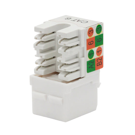 ChaosssCo Cat6 Keystone Jack RJ45 Network Coupler Female, 90-Degree Ethernet Punch Down Keystone Jack Adapter, White