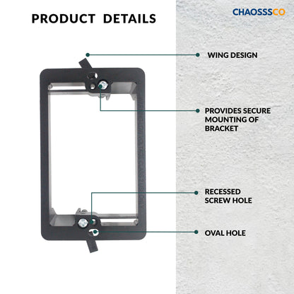 1-Gang Low Voltage Retrofit Mounting Bracket for Drywall, Non-Metallic Old-Work Bracket for Low-Voltage Wall Plates & Cable Pass-Throughs