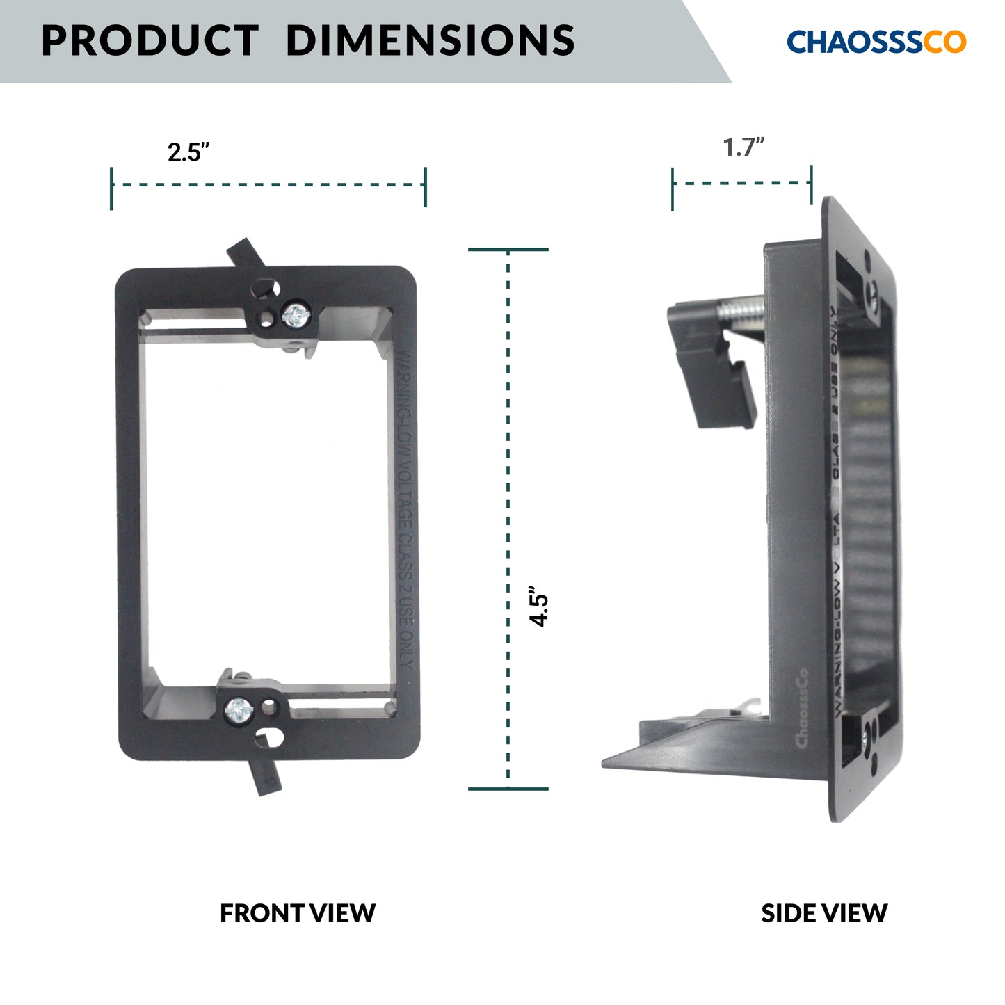 1-Gang Low Voltage Retrofit Mounting Bracket for Drywall, Non-Metallic Old-Work Bracket for Low-Voltage Wall Plates & Cable Pass-Throughs