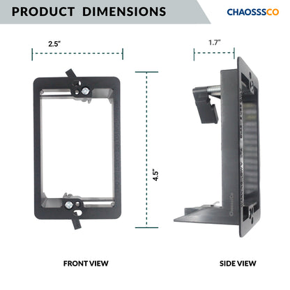 1-Gang Low Voltage Retrofit Mounting Bracket for Drywall, Non-Metallic Old-Work Bracket for Low-Voltage Wall Plates & Cable Pass-Throughs