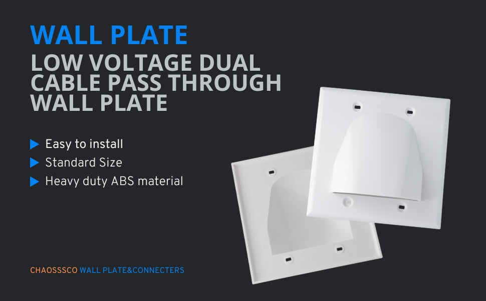 2-Gang Hooded Cable Entry/Exit Wall Plate for Low Voltage AV Cables