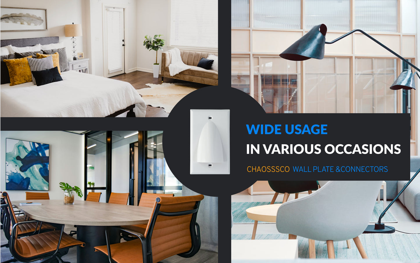 1-Gang Hooded Cable Entry/Exit Wall Plate for Low Voltage AV Cables