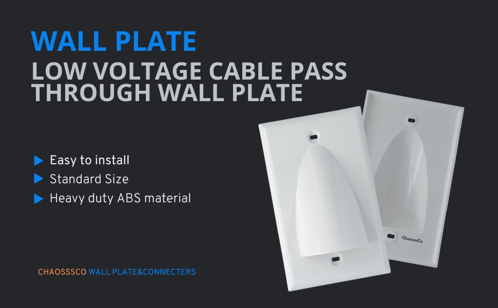 1-Gang Hooded Cable Entry/Exit Wall Plate for Low Voltage AV Cables