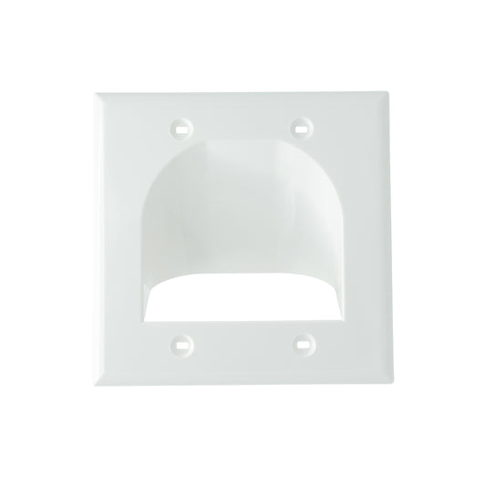 2-Gang Recessed Cable Wall Plate for Low Voltage AV Cables