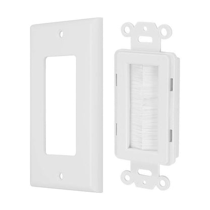 Single Gang Brush Style Opening Passthrough Low Voltage Insert Cable Wallplate