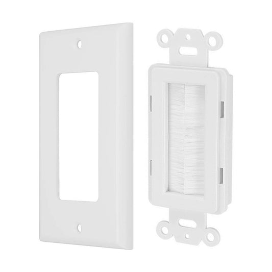 Single Gang Brush Style Opening Passthrough Low Voltage Insert Cable Wallplate