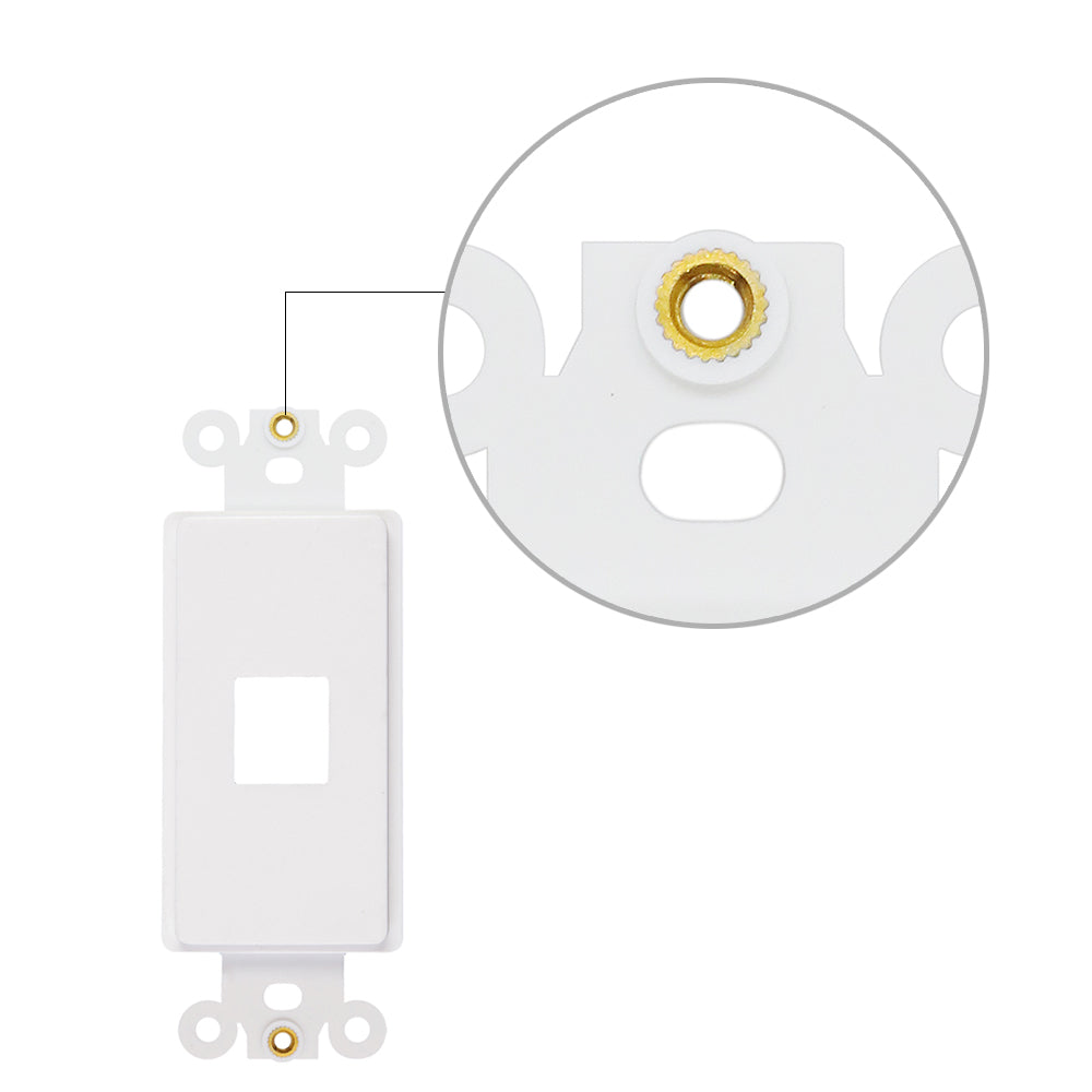 Decorator 1 Port Keystone Insert with Nut, 1-Gang Rocker Wall Plate Insert, Black