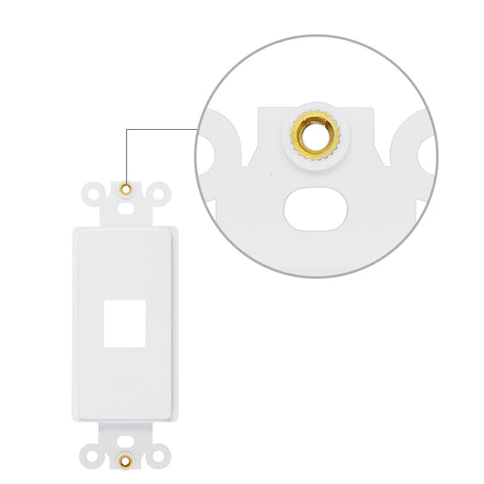 Decorator 1 Port Keystone Insert with Nut, 1-Gang Rocker Wall Plate Insert, Black