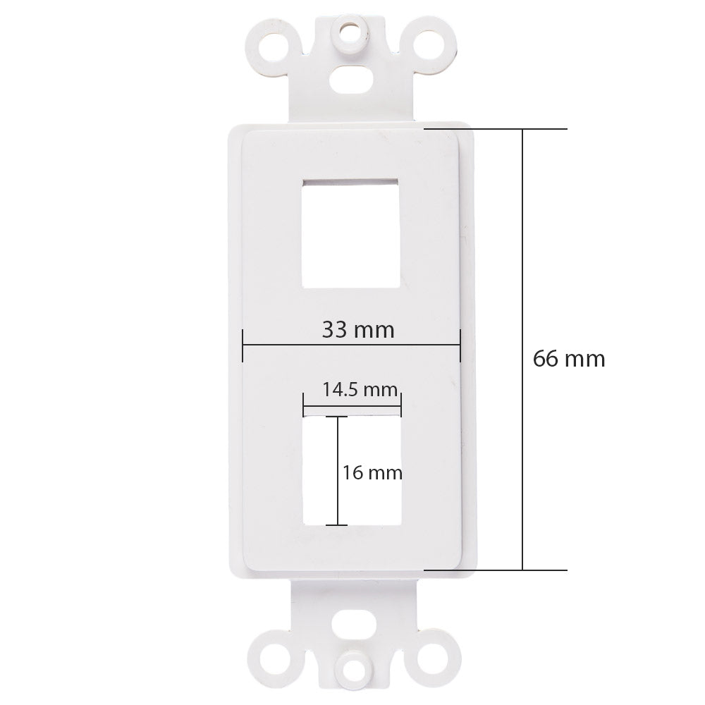 Decorator 2 Port Keystone Insert, 1-Gang Rocker Wall Plate Insert