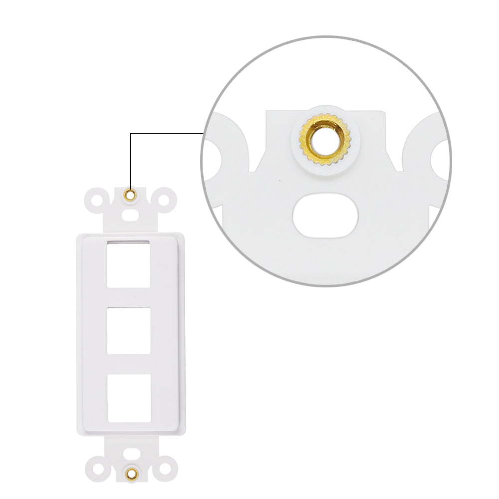 Decorator 3 Port Keystone Insert with Nut, 1-Gang Rocker Wall Plate Insert