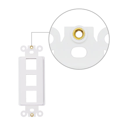 Decorator 3 Port Keystone Insert with Nut, 1-Gang Rocker Wall Plate Insert