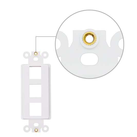 Decorator 3 Port Keystone Insert with Nut, 1-Gang Rocker Wall Plate Insert
