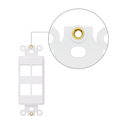 Decorator 4 Port Keystone Insert with Nut, 1-Gang Rocker Wall Plate Insert