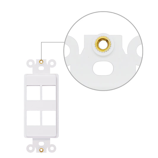 Decorator 4 Port Keystone Insert with Nut, 1-Gang Rocker Wall Plate Insert