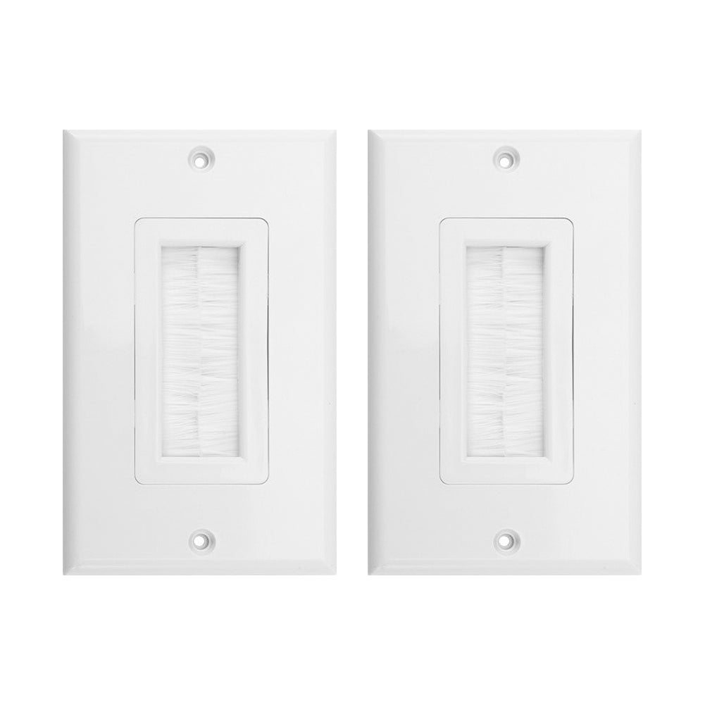 Single Gang Brush Style Opening Passthrough Low Voltage Insert Cable Wallplate