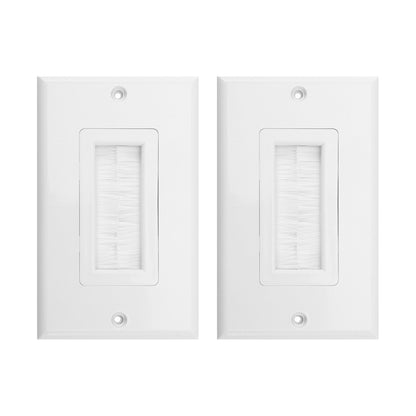 Single Gang Brush Style Opening Passthrough Low Voltage Insert Cable Wallplate