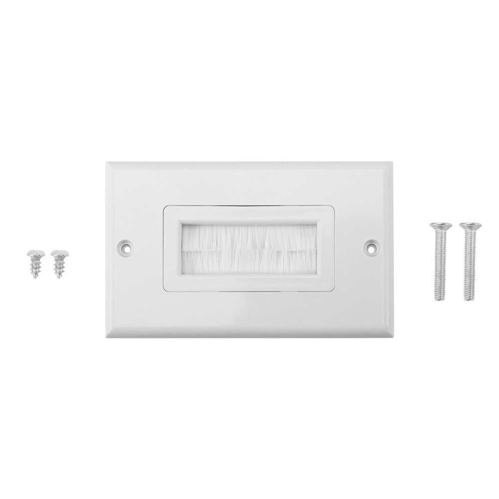 Single Gang Brush Style Opening Passthrough Low Voltage Insert Cable Wallplate