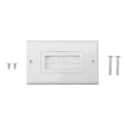 Single Gang Brush Style Opening Passthrough Low Voltage Insert Cable Wallplate